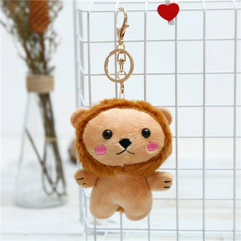 11CM Lion Elephant Giraffe Monkey Stuffed Plush Doll keychain Stuffed Animals Toys for Kids Baby Children Gifts