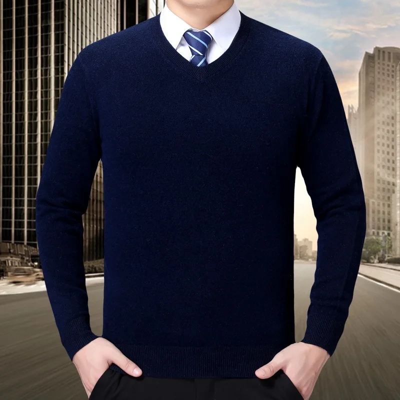 Sweaters  Mens Clothing 100% Wool The New Autumn and Winter Business Casual Keep Warm V-neck