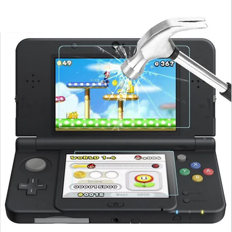 Protetor de tela lcd de vidro temperado superior + inferior pet limpar capa completa protetor de película protetora para nintendo pequeno novo console 3ds