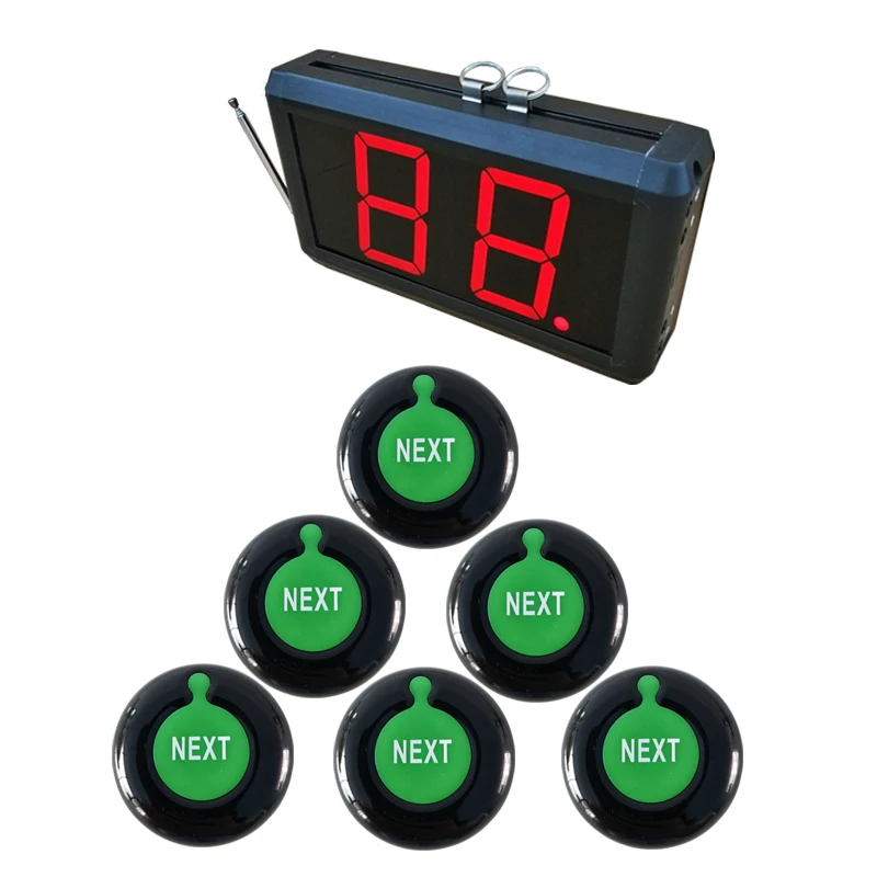 Wireless Take A Number System Queue Management System Led Screen with 6 Next Control Button