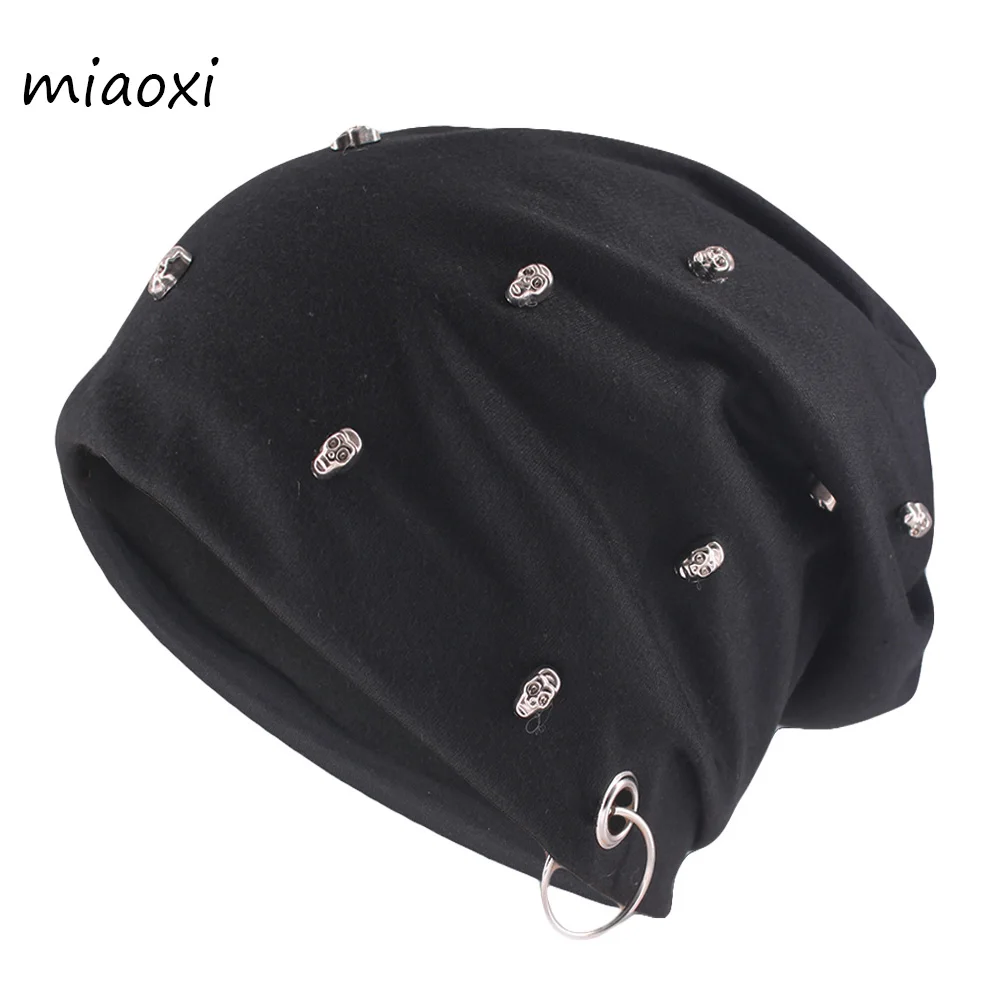 Adult Women Skull Autumn Warm Beanies Skullies Fashion Hip Hop Hats Caps Man Bone Casual Brand Outdoor Gorras With Ring Hat