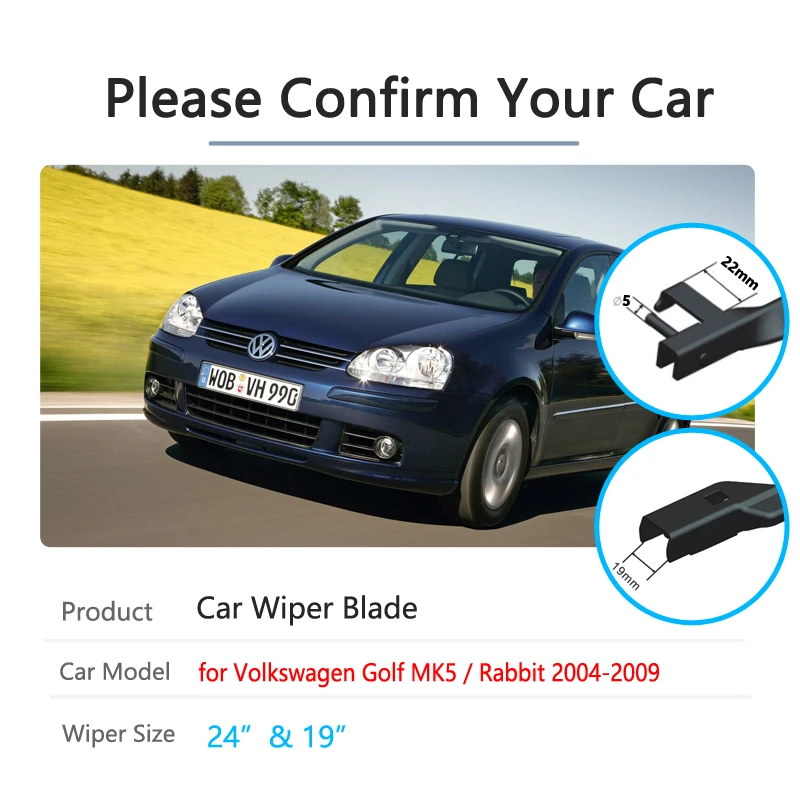 Car Wiper Blade Windshield for Volkswagen VW Golf 5 MK5 Golf V Rabbit 1K GTI 2004~2009 Front Windscreen Wipers Car Accessories