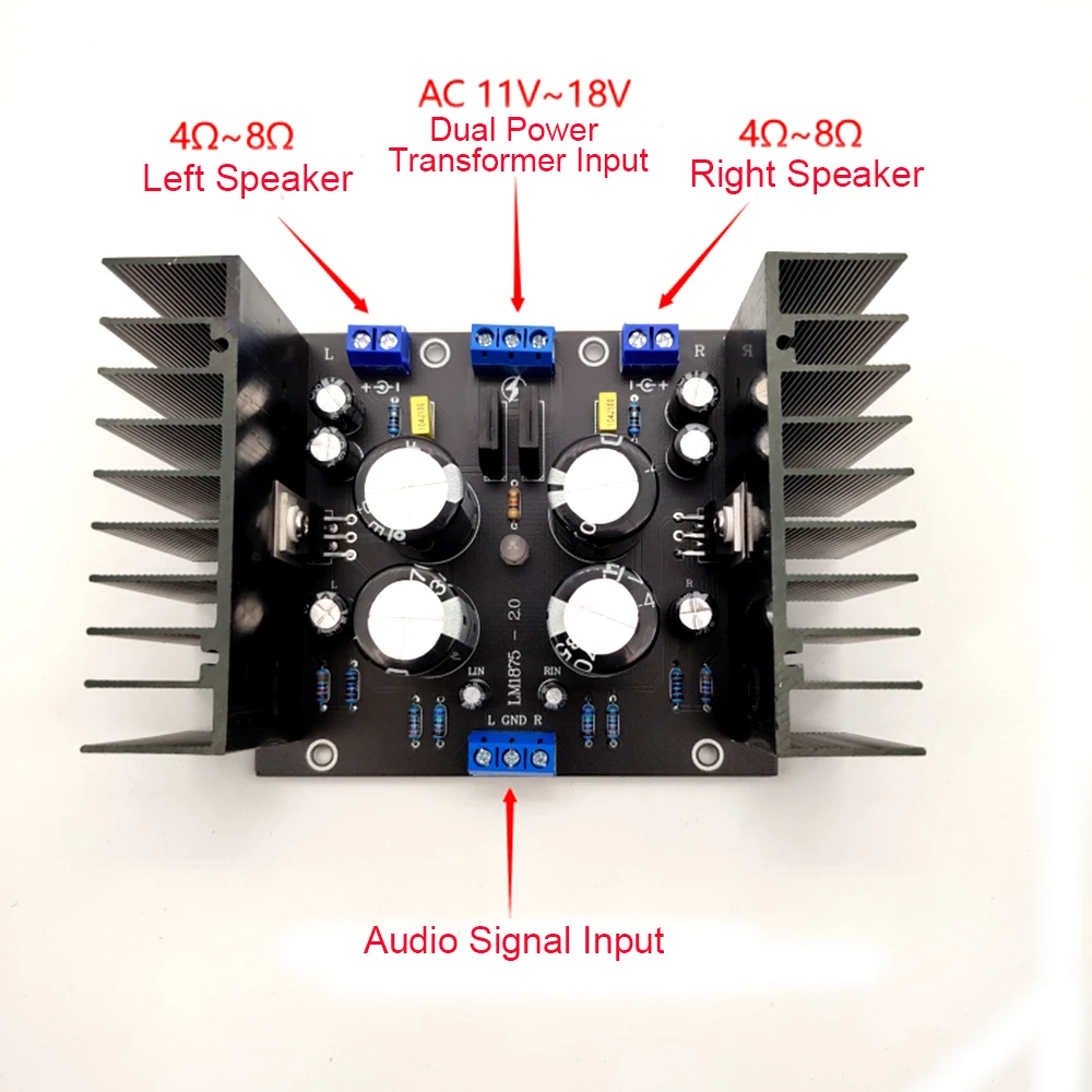 2pcs LM1875 2X30W 2.0 Dual Channel Power Amplifier AMP Board High Power Amplifier Audio Modification