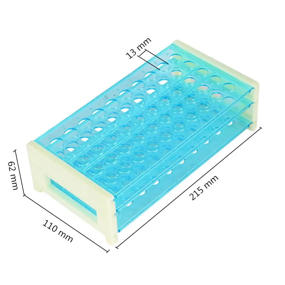 Plastic Test Tube Stand Bracket for 13mm Diameter 50 Holes Positions Plastic Three Deck Test Tube Stand Rack 1 Pc