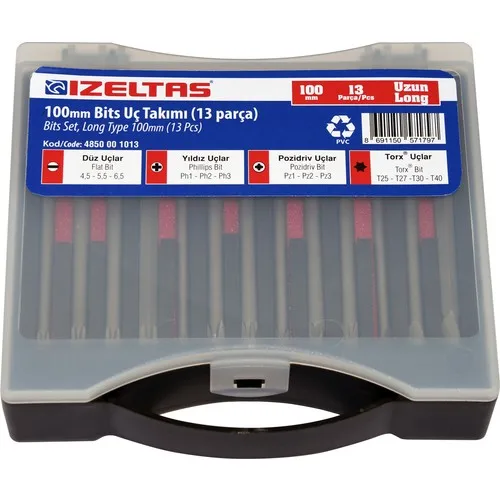 Izeltaş 100MM Long Bits Insert Bit (13 Piece)