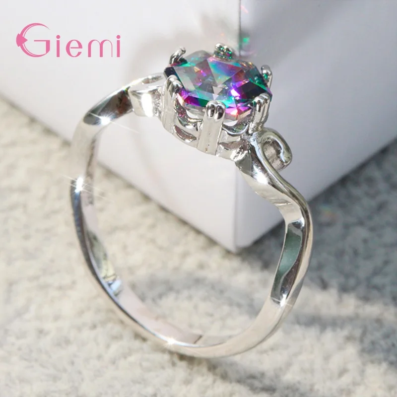 Elegant 925 Sterling Silver Wedding Ring Clear AAA Cubic Zirconia Engagement Rings for Women Promise Statement Jewelry