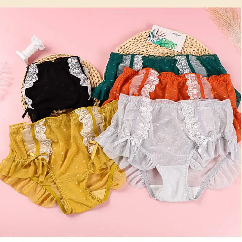 ملابس داخلية نسائية جديدة سراويل دانتيل جذابة على شكل ورقة اللوتس شورت آمن بخصر مرتفع لبطن البطن ملابس داخلية نسائية مثيرة على شكل فيونكة مزودة بفتحات تهوية #4