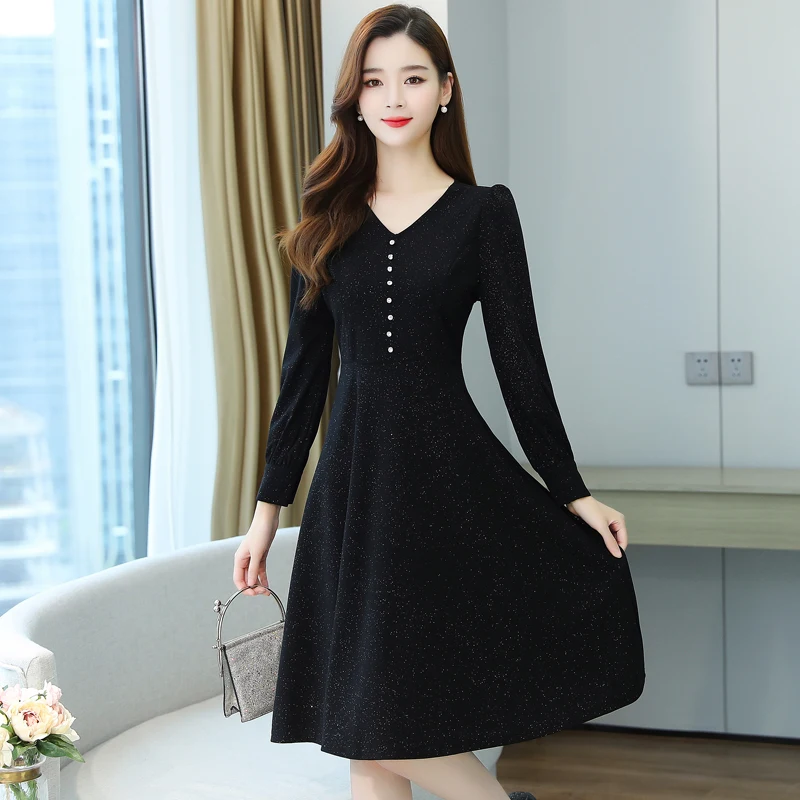 2022 Vintage Đen Cổ Midi Đầm Thu Đông Tay Dài Dạ Hội Sang Trọng Nữ Bodycon Đảng Chắc Chắn Đường Băng Vũ Hội Vestidos