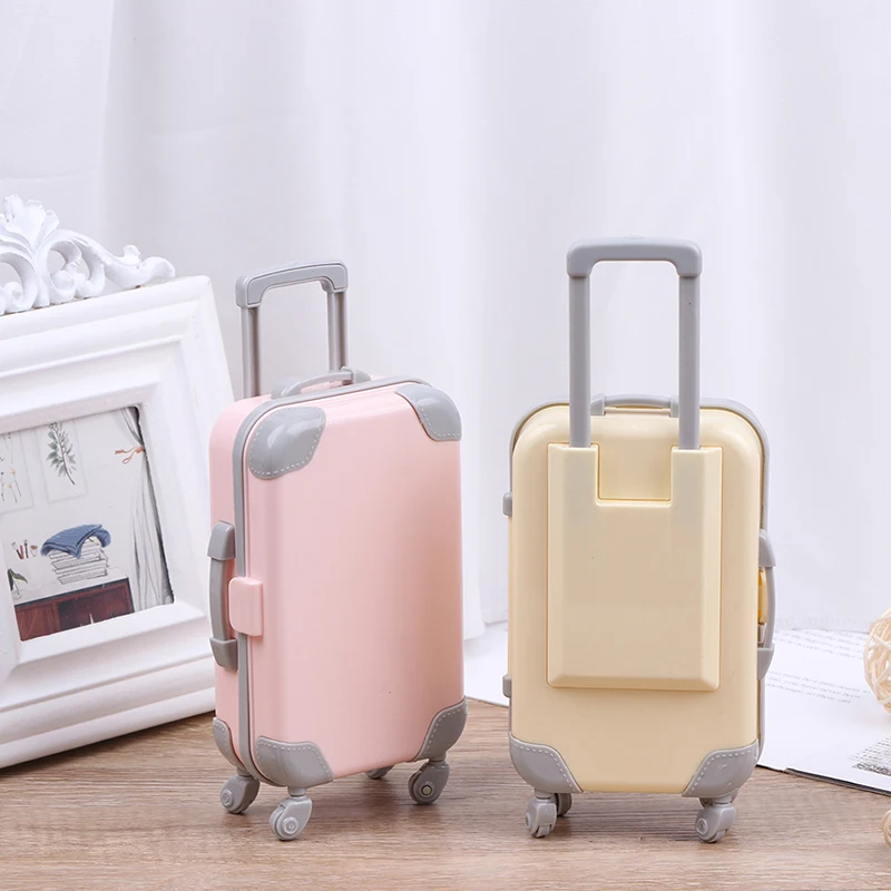 Mini Plastic Suitcase Luggage Doll Accessories Furniture Kids Toys Play House 3D Travel Train Suitcas For Baby Doll Gift