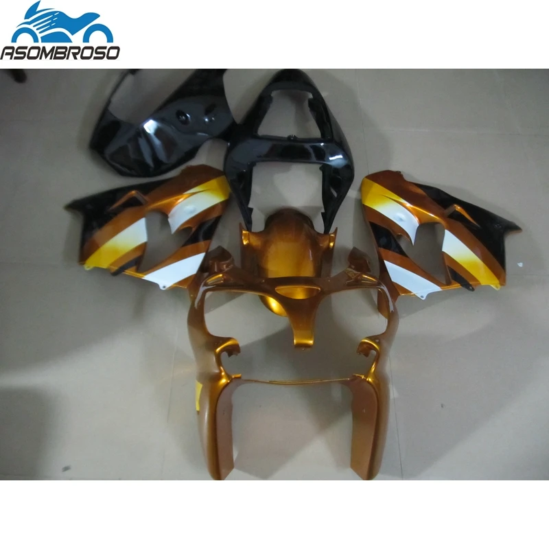 

Best Price Injection Mold Bodyparts for Kawasaki Ninja ZX9R fairing kit 2002-2003 gold black fairing set zx9r 02 03 JD41