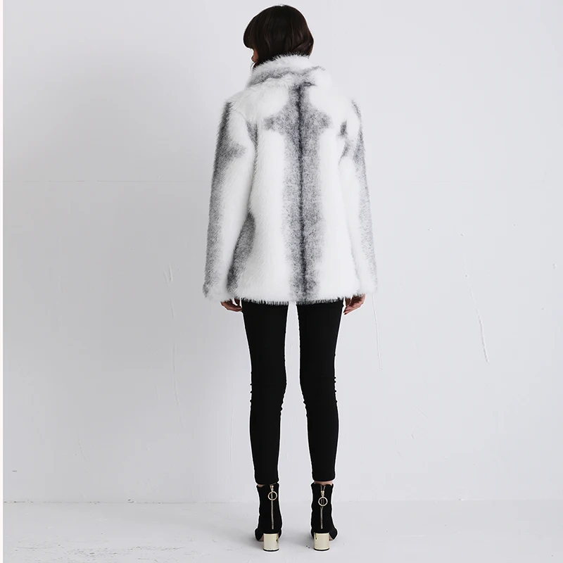 2021 women\'s fur coat new autumn and winter long-sleeved coat colorful cross mink loose fur coat