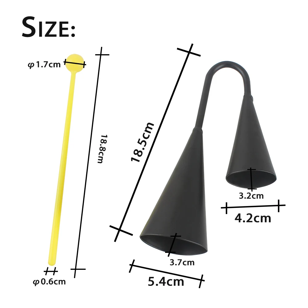 M MBAT High Quality Two Tone Metal Double Bell Cowbell Percussion Musical Instrument with Striker Early Education Kids Toys