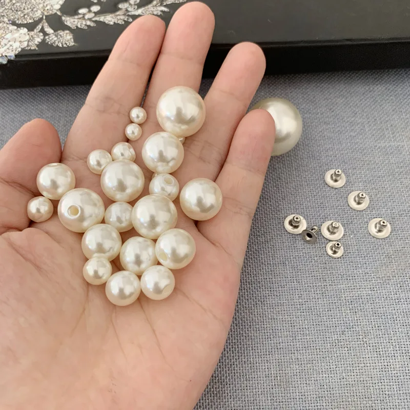 50 Sets 6mm~20mm Imitation Pearl Rivets Studs Round Rivet for DIY Leather Craft Bag Shoes Hat Clothes Wedding Decoration