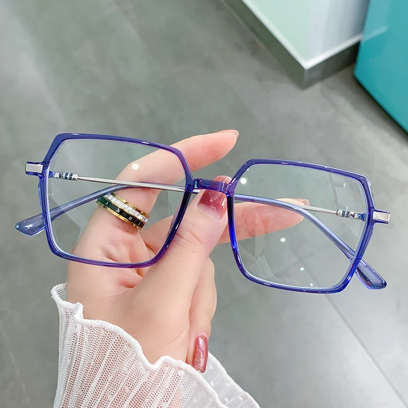 NEW STANDING Polygon Women Glasses Frames Anti Blue Ray Light Blocking Computer Glasses For Women Metal TR90 Frames