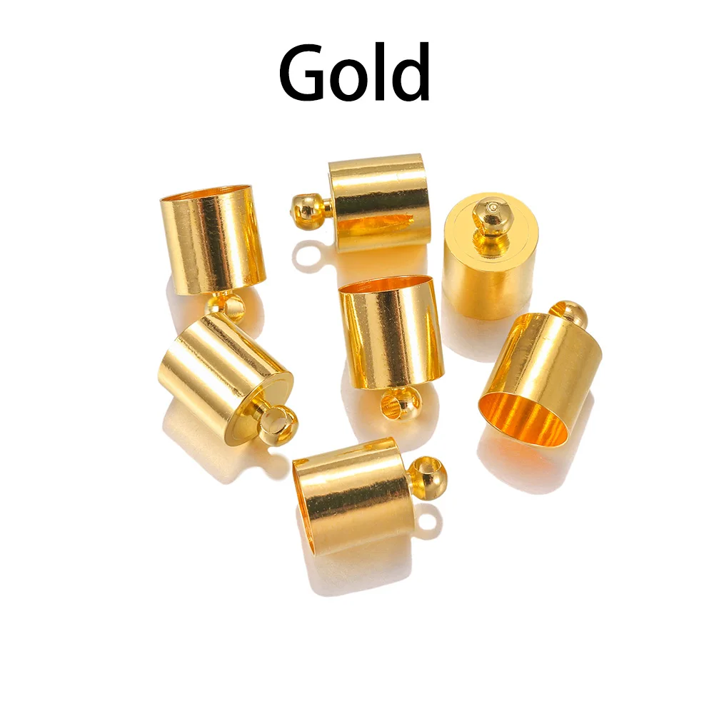 Tapón de punta para borlas de cuero, accesorio para manualidades, suministros de fabricación de joyas, 3, 4, 5, 6, 7, 8, 9, 10mm, 20-50 unids/lote