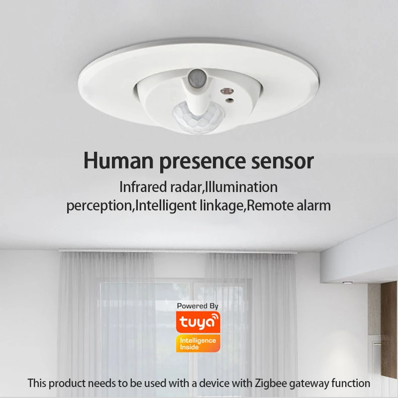 Aubess Tuya Zigbee Smart Human Body Sensor Wireless Ceiling-mounted Motion Sensor Intelligent Recognition Detection Sensor