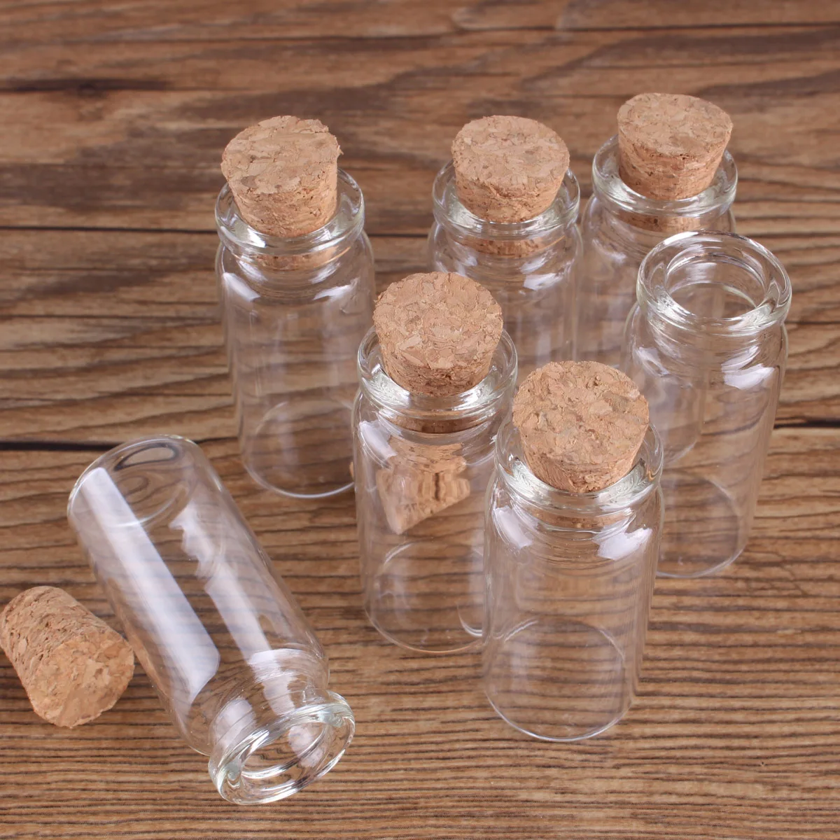 100pcs 10ml Size 22*50*12.5mm Mini Glass Perfume Spice Bottles Tiny Jars Vials With Cork Stopper pendant crafts wedding gift
