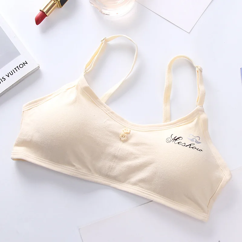 Kids Girls Training Bra For Teen Adjustable Sponge Push Up Bra Vest Children Teenage Cotton Blended Bra Underclothes Underwear