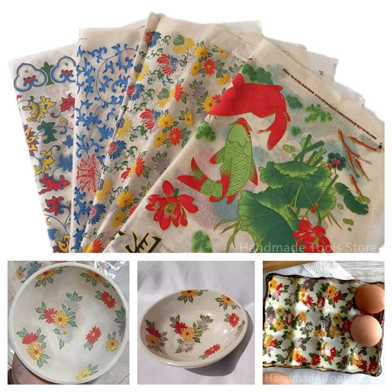 Colorful Transfer Paper for Pottery Art Ceramic Underglaze Red Green Flower Paper DIY Polymer Clay Tools 1PCS