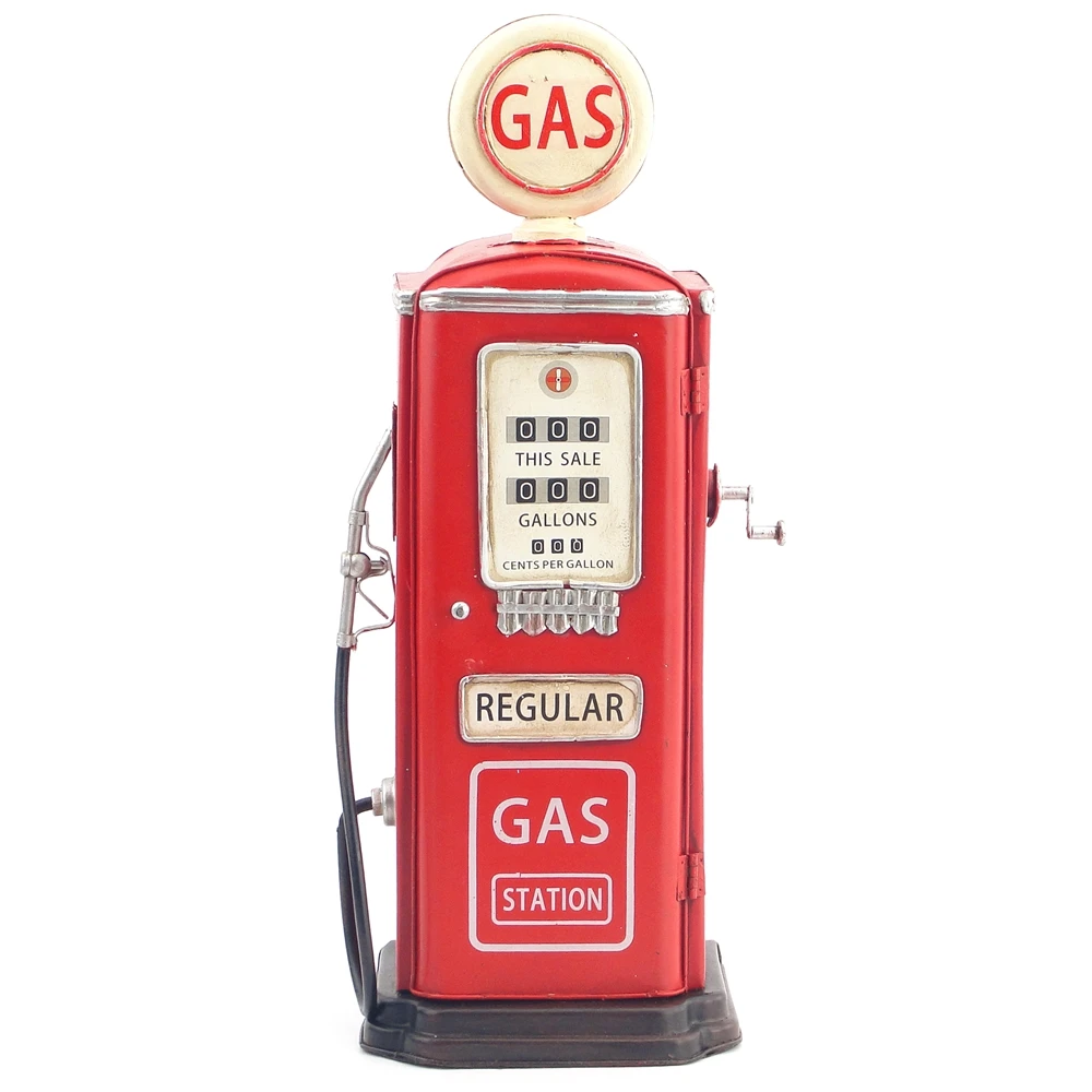 Antique Classical Petrol Pump Model Retro Vintage Wrought Metal Crafts For Home Decoration American Old Gas Pump