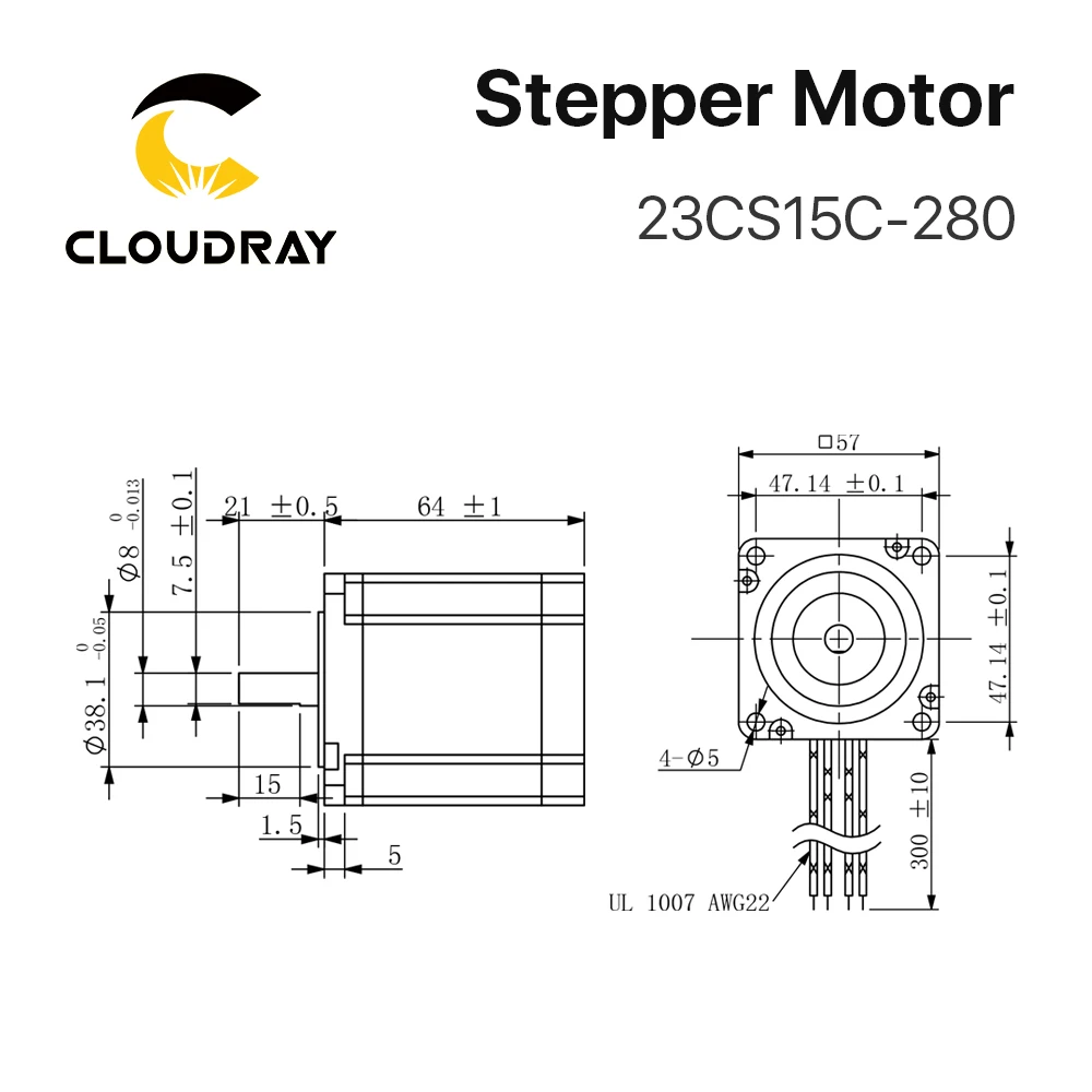 Silnik krokowy Nema23 64mm 0.15N.m 2.8A 2-fazowy silnik krokowy 4-przewodowy kabel do drukarki 3D CNC Laser Grind Foam Plasma Cut — zdjęcie 7