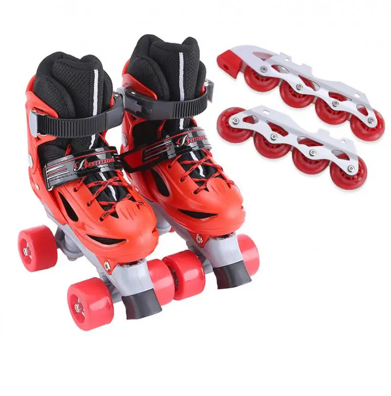 Patins Inline ajustáveis para crianças, sapatos de patinação quádrupla, 2 Row Line Sneakers, Kids Gift, rodas esportivas ao ar livre, 2 em 1