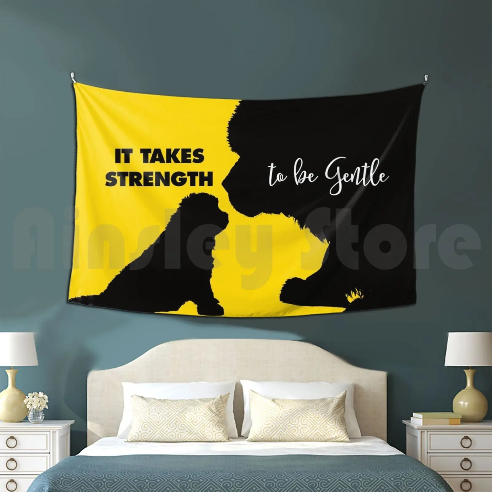 It Takes Strength Newfie Tapestry Background Wall Hanging Newf Newfoundland Newfoundland Dog Newfy Newfie