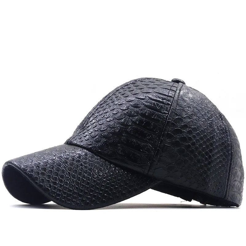 NEW Crocodile pattern PU Leather Hat Black Bone Baseball Cap For Men Unisex Snapback Caps Women Golf Custom Gorra Trucker Hats