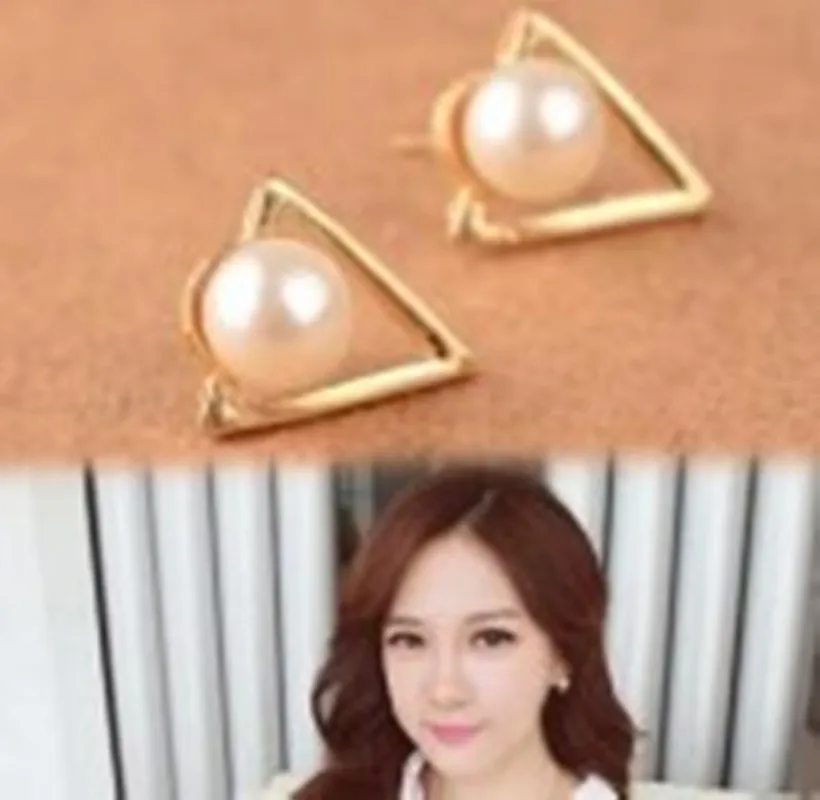 2024 Hot Sale New Fashion Jewelry Retro Triangle pearl Earrings Personality Geometric Earrings Female Elegant Bohemian Earrings