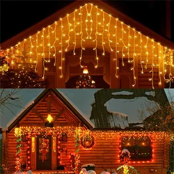 LED Fairy Curtain String Light, Waterfall Lights com Controlador, Indoor, Outdoor, Pátio, Casamento, Festa de Natal, Feriado, 8 Modos