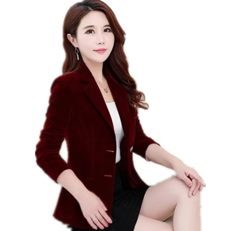 

Gold velvet suit Jacket 2021 Spring New Single-breasted Long-sleeved Blazer Korean slim Solid color Small Suit Jacket Women A305