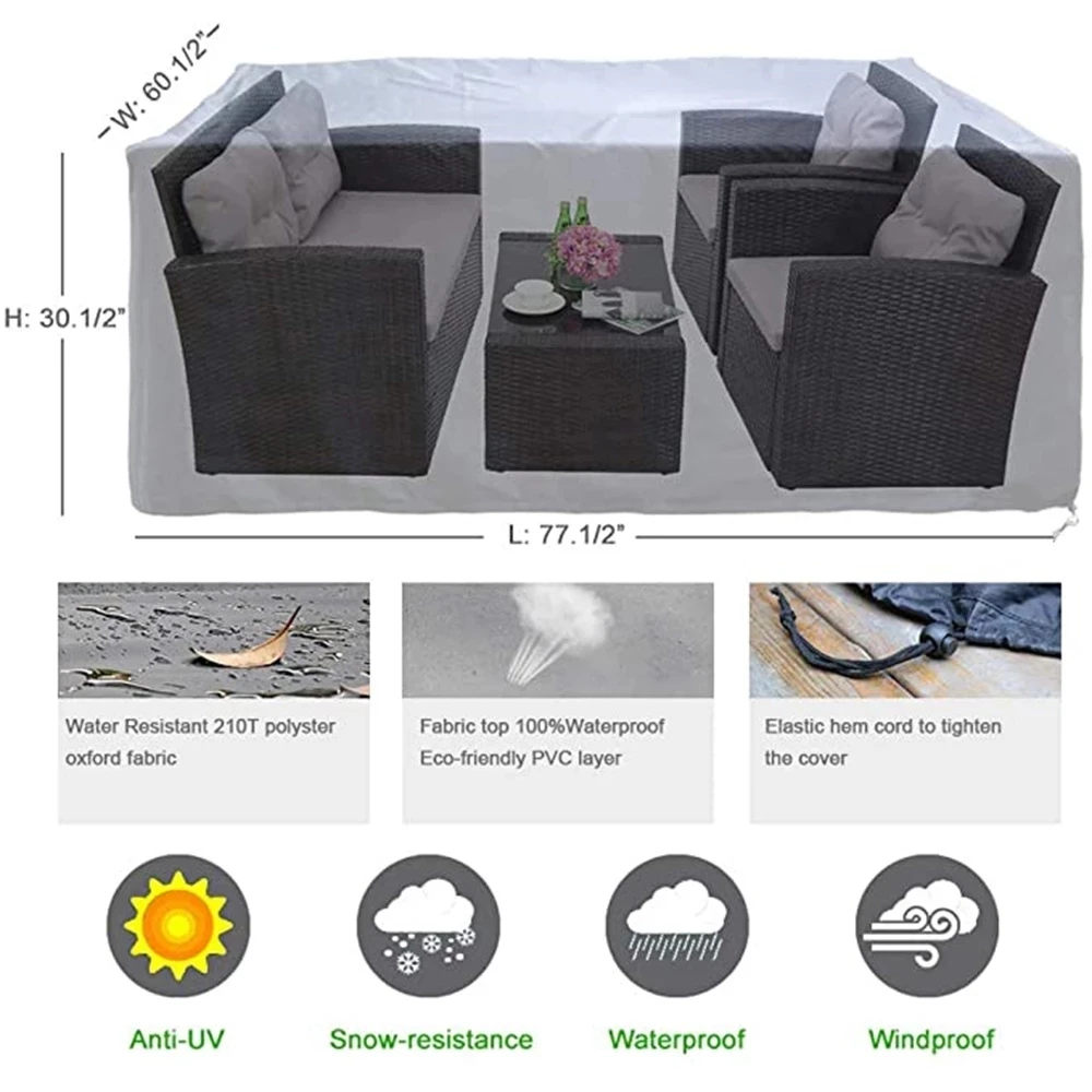 Garden Patio Furniture Cover Waterproof Dustproof Anti-UV Outdoor Table Chair Sunshade Protective Cover Waterproof Oxford Cloth