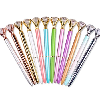 1pcs 고급 다이아몬드 금속 볼펜 비즈니스 사무실 선물 펜 크리 에이 티브 학교 용품 편지지 어린이 쓰기 펜