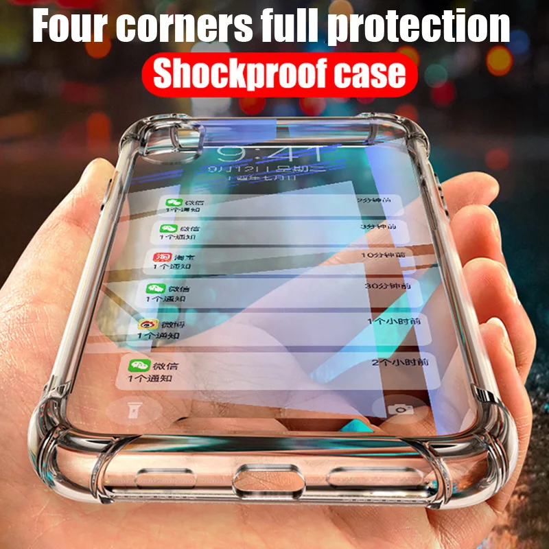 Shockproof Bumper Clear Case For Samsung Galaxy A6 A8 Plus A7 A9 2018 S20 S10 S9 S8 S7 J4 J6 J8 Reinforce Transparent Soft Cover