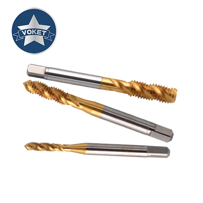 VOKET HSSE-M35 JIS Standard With TIN Spiral Fluted Tap SM S M 3/32 1/8 9/64 11/64 3/16 13/64 1/4 9/32 3/8 Machine Thread Taps