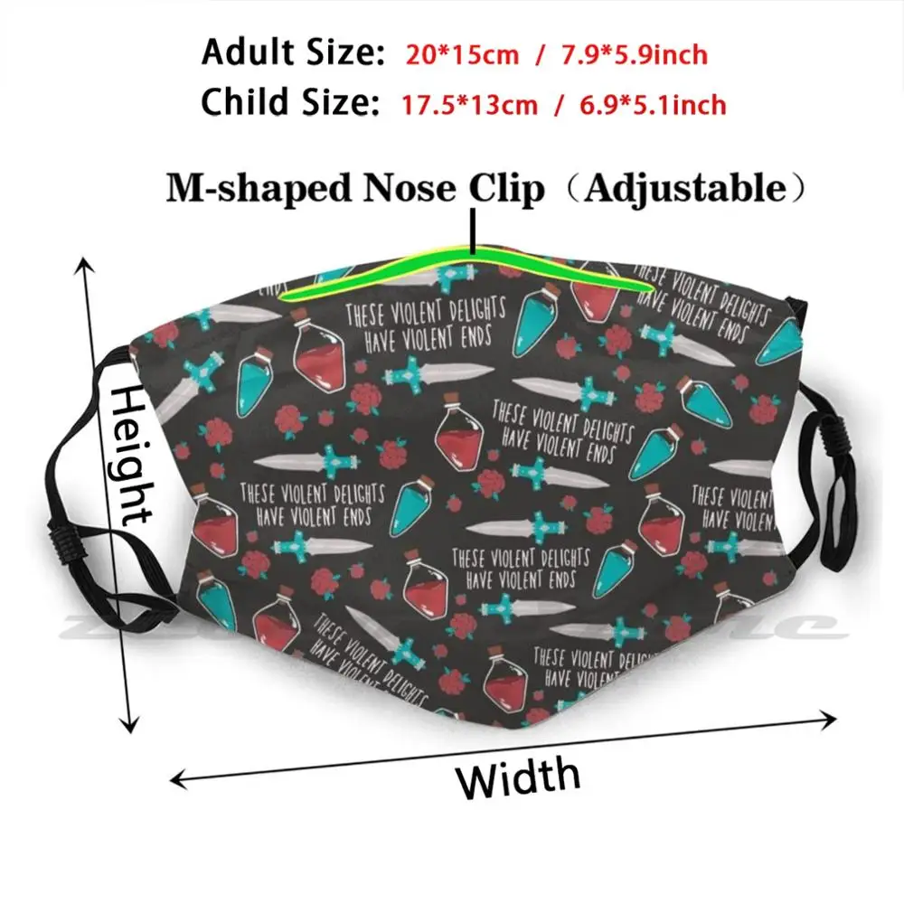 These Violent Delights Have Violent Ends-Romeo And Juliet Shakespeare Pattern Mask Adult Child Washable Pm2.5 Filter Logo