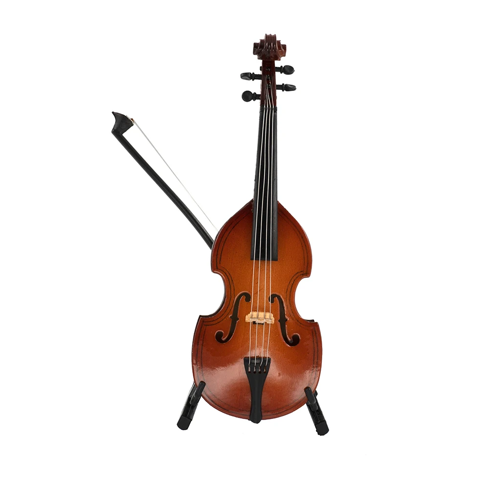 1Pcs Wooden Miniature Bass Cello Model with Support Mini Musical Instrument 1/12 Dollhouse 1/6 Action figure Accessories ob11