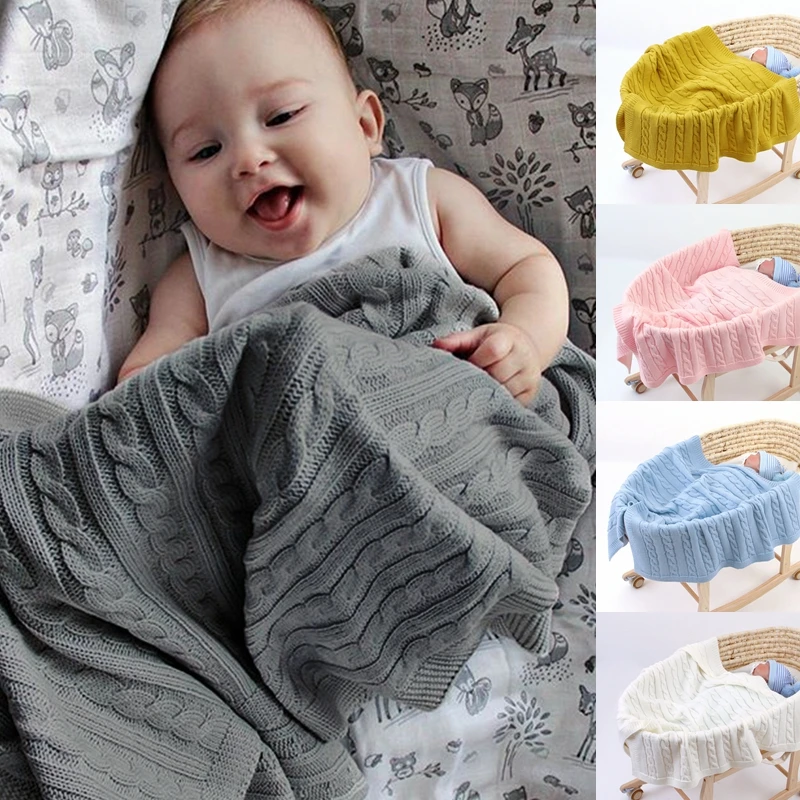 

Fashion Knitted Newborn Blanket Solid Baby Blanket Stroller Bedding Quilts Toddler Swaddling Wrap Infant Swaddle 100*80 CM