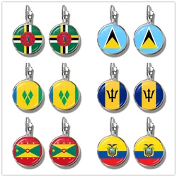 The Commonwealth of Dominica,Saint Lucia,Saint Vincent and the Grenadines,Barbados,Grenada,Ecuador Flag French Hook Earrings