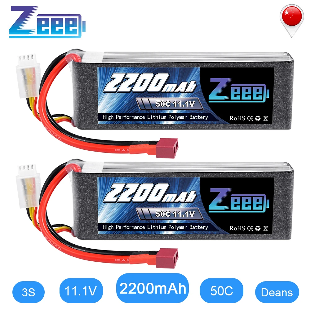 2pcs Zeee 3S 2200mAh LiPo Battery 11.1V 50C Softcase with Deans Plug for RC Car Helicopter Drone Boat Airplane RC Model Parts