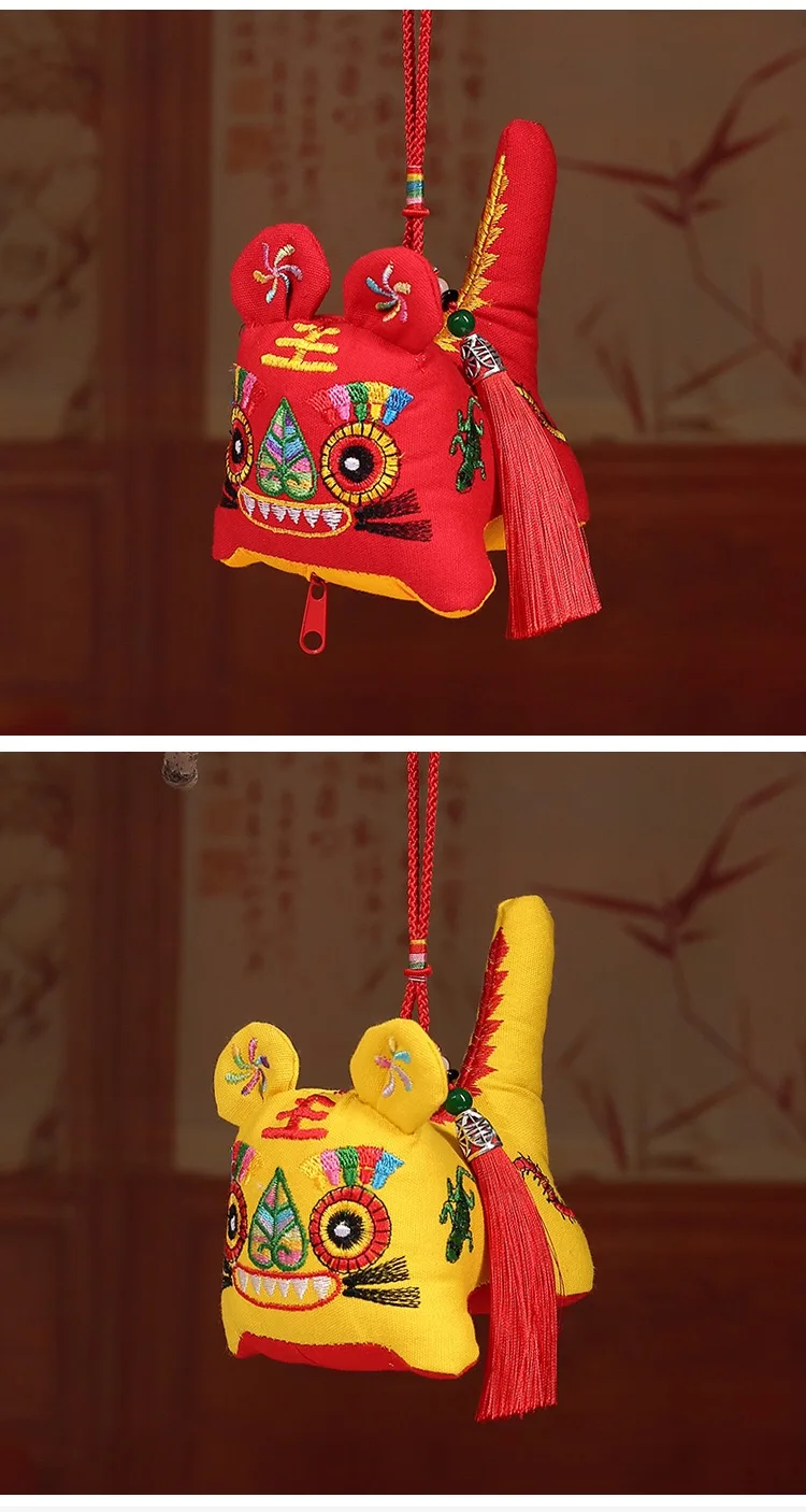 Chinesischen Traditionellen Tuch Stoff Tiger Puppe Glück Spielzeug Neue Jahr Neugeborenen Baby Geburtstag Geschenk Stickerei Ornamente Auto Anhänger – Detail 8