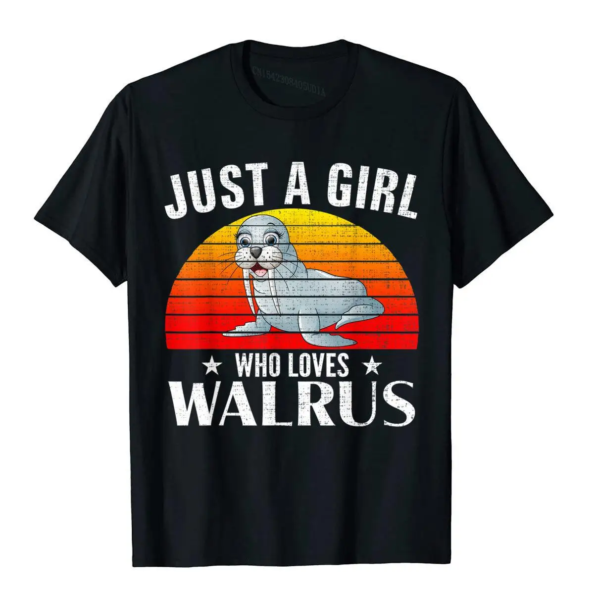 Retro Just A Girl Who Loves Walrus Funny Animal Gift Women T-Shirt Cosie Top T-Shirts Cute Tees Cotton Men Vintage