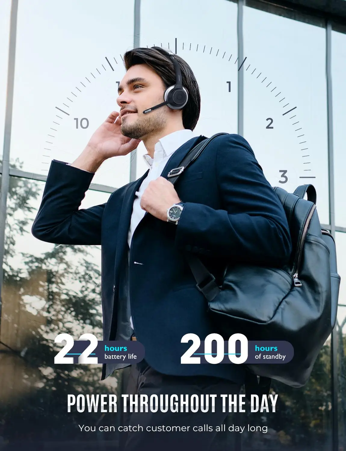 Mpow HC5 Wireless Bluetooth 5.0 Headsets with CVC 8.0 Noise Cancelling Microphone Clear Calls Headsets for Call Center PC Office