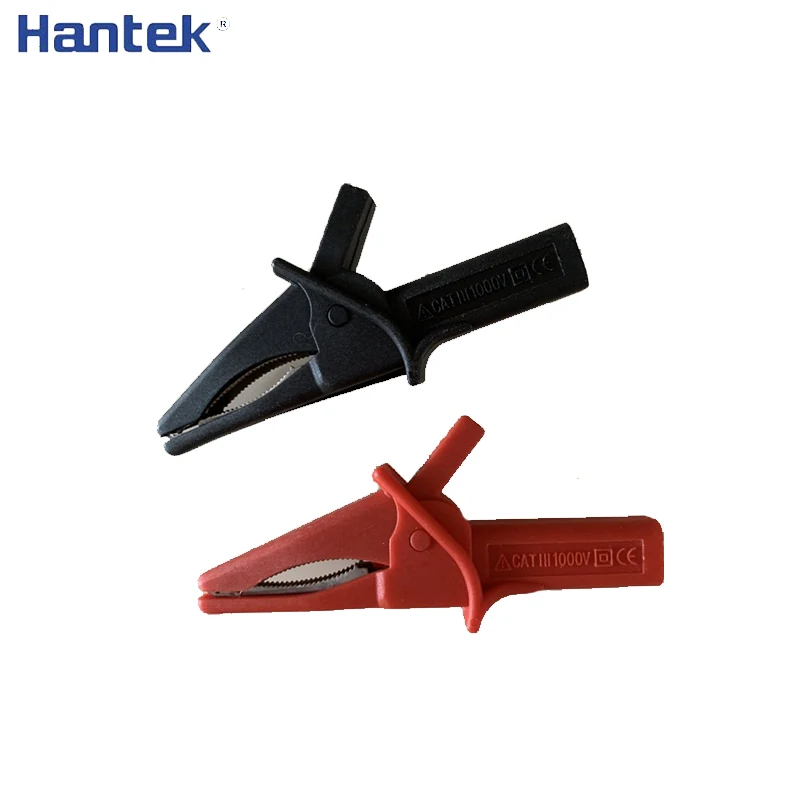 Hantek 2pcs HT18A Crocodile Clips Large Dolphin Gator Clip for Oscilloscope Red+Black Oscilloscope Accessory