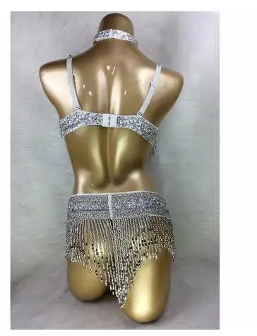 wholesale belly dance costume 3pcs/set(BRA+BELT+NECKLACE) GOLD&SILVER white 4 COLORS