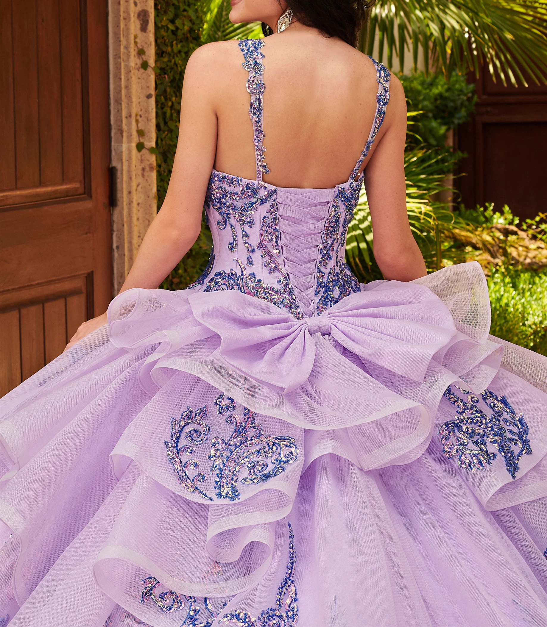 Vestido de princesa lila para quinceañera, tirantes finos, brillante, fiesta de cumpleaños, dulce, 16, con apliques de cuentas