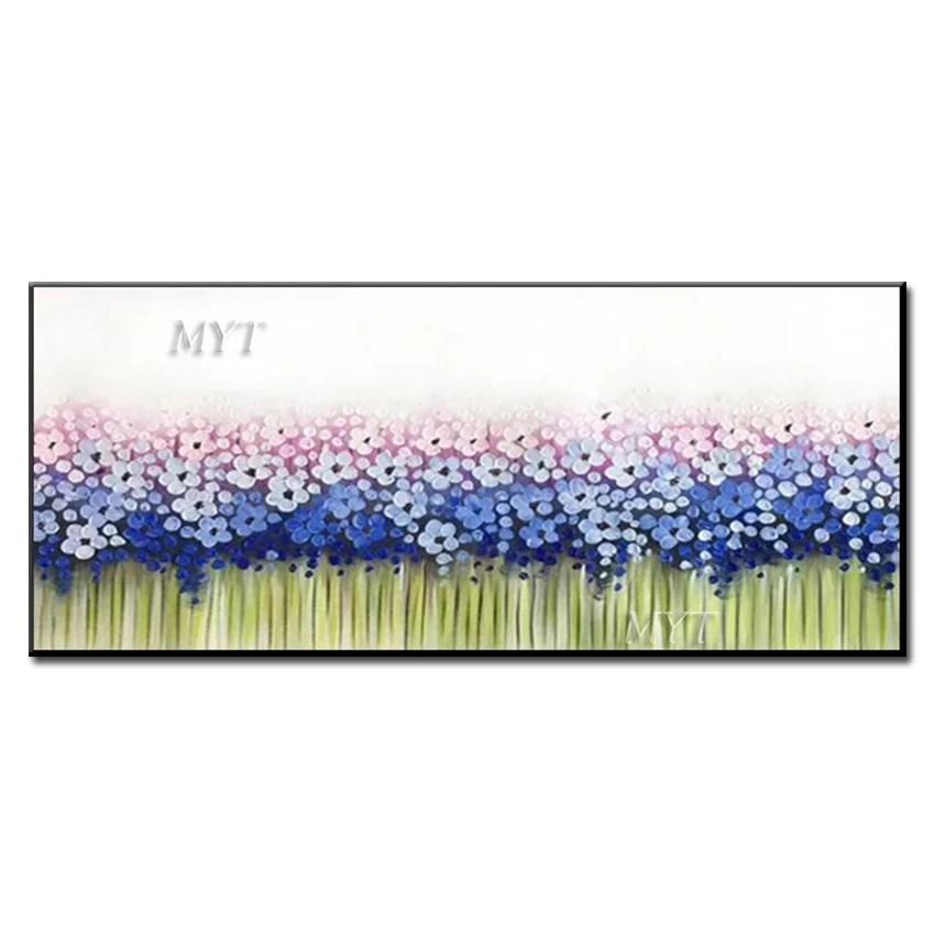 

Картина на холсте, с изображением цветочного поля, масляная краска для гостиной, картины для дома, картины для современных стен, 100% ручная роспись