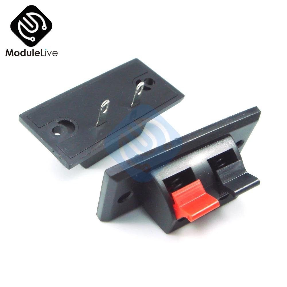 2PCS 2Terminal Speaker Connector Plate 2 Way Spring Push Release Connector Speaker Terminal Strip Block