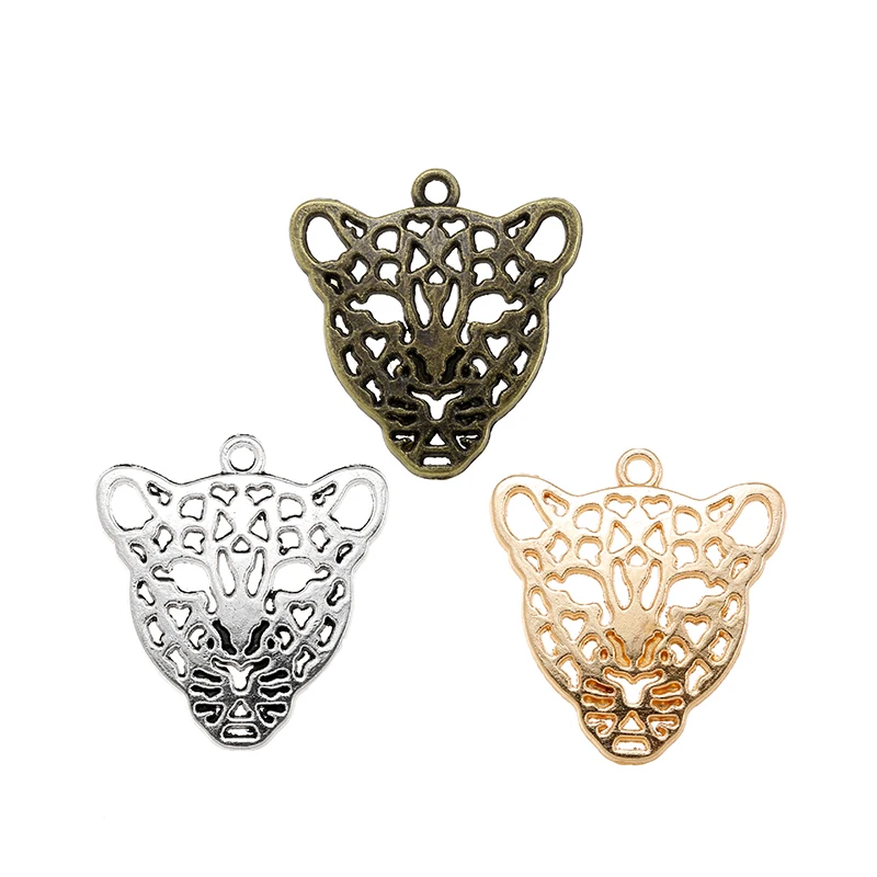 9pcs free shipping Champagne gold colour charms diy metal  leopard pendant for necklace&bracelets jewelry making 28*26 mm D959