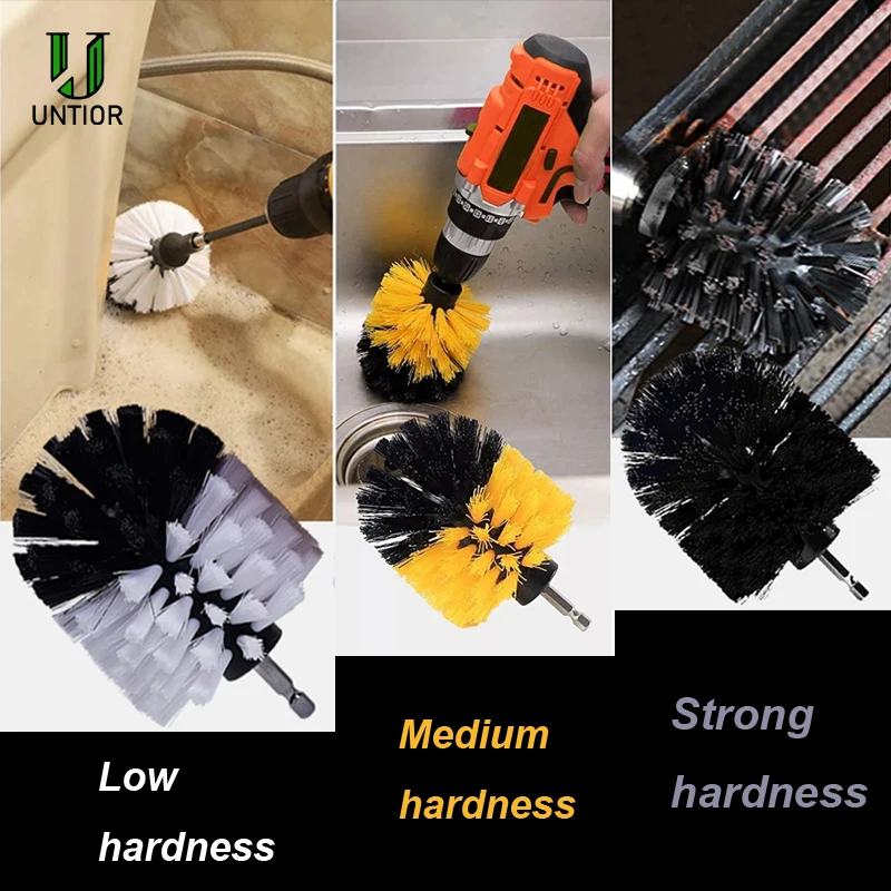 UNTIOR DIY Drill Brush Accessories Scrubbing Brushes for Bathroom Surface Grout Tile Tub Shower Kitchen Auto Care Cleaning Tools